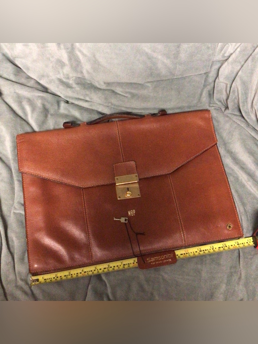 Vtg 80’S Ssamsonite laptop tablet office school  leather briefcase. With key.